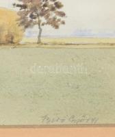 Bíró György (1900-1962): Tanya. Akvarell, papír, jelzett, hátoldalán 1920-60 körüli töredékes címkék...