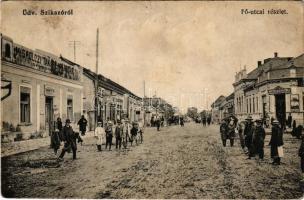 1918 Szikszó, Fő utca, Miskolci takarékpénztár fiókja, Mezőgazdasági és kereskedelmi részvénytársaság, üzletek. Stamberger Márk kiadása (Rb)