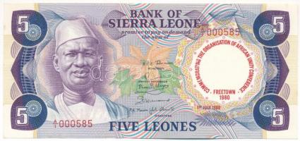 Sierra Leone 1980. 5L "Az Afrikai Egység Szervezetének találkozója, Freetown" emlékkiadás T:AU sarokhajlás  Sierra Leone 1980. 5 Leones "OAU (Organisation of African Unity) Conference in Freetown" commemorative issue C:AU corner folds Krause P#12