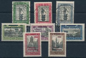 Német államok Danzig 1929 Mi 217-219 (min Mi EUR 20,-) + 1932 Mi 231-235 újragumizva / regummed (**Mi EUR 250,-)