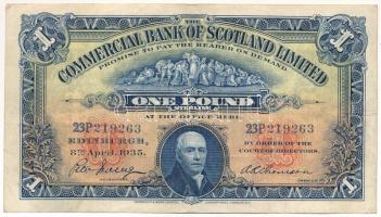 Skócia / Commercial Bank of Scotland 1935. 1P T:F  Scotland / Commercial Bank of Scotland 1935 1 Pound C:F Krause P# S331