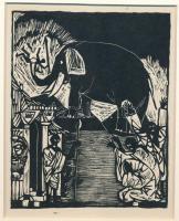 Kondor Béla (1931-1972): Elefánt, fametszet, papír, paszpartuban, jelzés nélkül, 14×11 cm