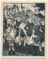 Kondor Béla (1931-1972): Robot, fametszet, papír, paszpartuban, jelzés nélkül, 14×11 cm