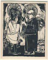 Kondor Béla (1931-1972): Áldás, fametszet, papír, paszpartuban, jelzés nélkül, 14×11 cm