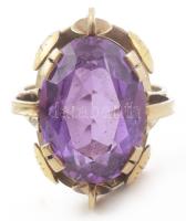 14K arany (Au) gyűrű, ametiszttel, jelzett, br 9,97 g m: 57