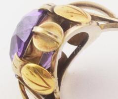 14K arany (Au) gyűrű, ametiszttel, jelzett, br 9,97 g m: 57