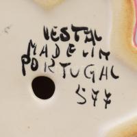 Portugál mázas kerámia gyertyatartó, jelzett, m: 7 cm