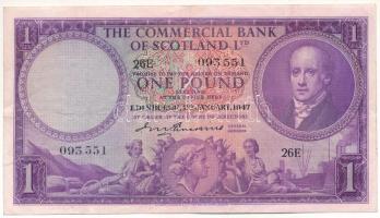 Skócia / Commercial Bank of Scotland 1947. 1P T:F  Scotland / Commercial Bank of Scotland 1947. 1 Pound C:F Krause P# S332