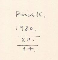 Reich Károly (1922-1988): Gyümölcs, nyomat, papír, utólagos jelzéssel, paszpartuban, 28×21 cm