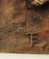 Eskulits Tamás (1947- ): Levétel a keresztről. Jelzett, bronz, 33,5x31 cm