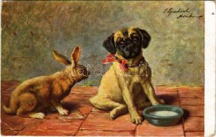 1936 Kutya és nyuszi / Dog and rabbit. Peluba 195b. (EK)