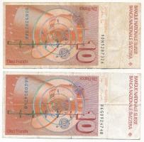 Svájc 1986-1990. 10Fr (2xklf) T:VG
Switzerland 1986-1990. 10 Francs (2xdiff) C:VG
Krause P#53