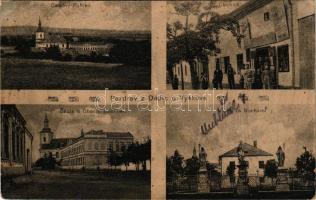 1920 Dedice (Vyskov), Celkovy Pohled, Obchod, Skola a Obecni Hostinec, Náves za Sochami / school, restaurant and hotel, shop, statues (EB)