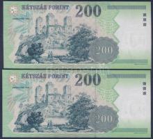 2002. 200Ft (2x) kevés ugrású sorszámokkal T:I