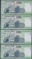 2005. 200Ft (4x) egymásutáni sorszámokkal T:I