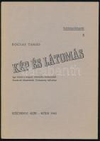 Bogyay Tamás: Kép és látomás. Egy fejezet a magyar romantika történetéből. Kortársak illusztrációi Vörösmarty műveihez. Széchenyi-Könyvtár 5. A szerző, Bogyay Tamás (1909-1994) művészettörténész által Entz Géza (1913-1993) művészettörténész, a Bolyai Tudományegyetem Művészettörténet Tanszékének vezetője, az Országos Műemlékvédelmi Hivatal tudományos Osztályának vezetője, a budapesti Képzőművészeti Főiskolaán belül működő restaurátorképzés újjászervezője részére DEDIKÁLT példány! Köln, 1962, Széchenyi-Kör. Kiadói papírkötés, jó állapotban.