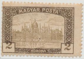 1919 Magyar Posta 2K bélyeg erősen elcsúszott értékszámokkal