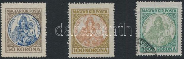 1921/1925 Koronás Madonna 50K, 100K + 5000K elcsúszott középrésszel