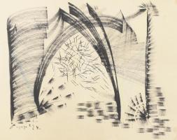 Papp Oszkár (1925-2011): Absztrakt kompozíció (cím nélkül). Vegyes technika, papír, jelezve balra le...