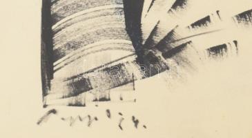 Papp Oszkár (1925-2011): Absztrakt kompozíció (cím nélkül). Vegyes technika, papír, jelezve balra le...