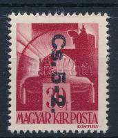 1946 Betűs II. Hadvezérek 30f Cs.5-2 felülnyomattal is készült, de néhány darab kivételével a teljes készletet megsemmisítették, forgalomba már nem került. Rendkívül ritka!! Certificate: Visnyovszki (200.000)