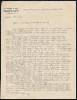 Kossuth Pál (1887-1966) földbirtokos, főszolgabíró, országgyűlési képviselő aláírt levele lácai lelkésznek