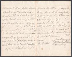 1888 Gróf Zichy Nepomuk János (1820-1911) által saját kézzel írt levél