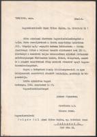 1944 Serédi Jusztinián (1884-1945) bíboros, esztergomi érsek aláírt okirata kórházi lelkészi kinevez...