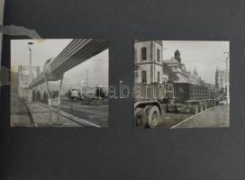 cca 1963-1964, Az Erzsébet-híd építéséről készült 40 darab fotó, pauszlapok pár helyen leragadtak, s...