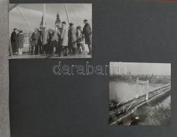 cca 1963-1964, Az Erzsébet-híd építéséről készült 40 darab fotó, pauszlapok pár helyen leragadtak, s...