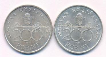 1993. 200Ft "MNB" Ag (2xklf) T:XF Adamo F13