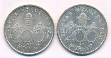 1993. 200Ft "MNB" Ag (2xklf) T:XF Adamo F13