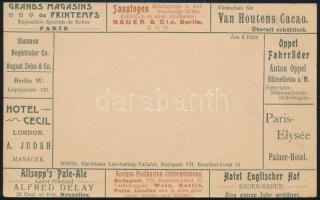 1901 Eddig nem ismert 29. sorozatszámú 4f díjjegyes Hírdetéses levelezőlap, használatlan. (Az ismert sorozatszámok katalógus értéke 120.000)