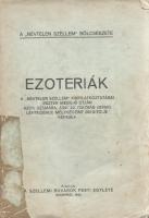 Eszter médium [Böhm Mihályné Papp Eszter]:  Ezoteriák. A ,,Névtelen Szellem" kinyilatkoztatásai Eszter médium útján azok számára, akik az igazság benső lényegének mélységeibe behatolni képesek. I-II. kötet. [Teljes, két kötetben.] Budapest, 1940-1941. Szellemi Búvárok Pesti Egylete (Urbányi István könyvnyomdai műintézete). 279 + [1] p.; 286 + [2] p. Első kiadás. Böhm Mihályné Papp Eszter ezoterikus médium 1935-1942-ben tette közzé okkult jellegű szellemvilági meglátásait. Két kötetből álló munkája a sorozat önmagában is megálló része, mely a médiumi lét veszedelmeire, a földi szenvedés jelentőségére és a javakról való lemondás fontosságára hívja fel a figyelmet. A címoldalakon régi tulajdonosi bélyegzés, számos oldalon aláhúzások, kiemelések. (A ,,Névtelen Szellem" bölcsészete.) Egységes, fűzött, feliratozott, enyhén sérült kiadói borítóban, az első kötet gerincén és fedőborítóin alul kisebb javítás. Körülvágatlan példány.