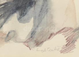 Engel Tevan István (1936-1996): Sámson tette. Vegyes technika, papír, jelezve jobbra lent, üvegezett...