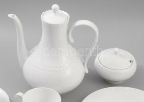 1938, Hutschenreuther Bavaria kétrészes fehér kávézó készlet, jelzett, teljes, hibátlan