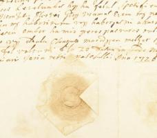 1726 Muzsaj faluban lévő Bakator szőlő öröklevele. Ilosvay György. Magyarul beírt levél pecséttel