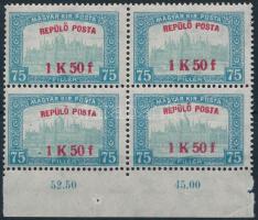 1918 Repülő posta 1,50K ívszéli 4-es tömb (36.000)