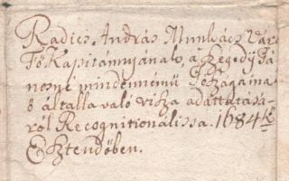 1684 Radics András (1640 körül-1711. február 13. után) köznemes, a kurucoknak nevezett bujdosók egyi...