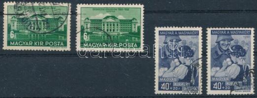 1938 Debrecen 6f + Magyar a magyarért 40(+20)f 2-2 db bélyeg az ismert lemezhibával