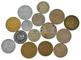 15db-os vegyes, nagyrészt külföldi fém érmetétel, közte Finnország, Német Harmadik Birodalom, Románia stb. T:vegyes 15pcs of mixed, mostly foreign metal coin lot, from countries such as Finland, German Third Reich, Romania etc. C:mixed