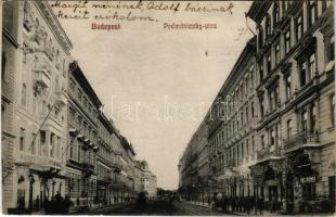 1914 Budapest VI. Podmaniczky utca, étkező, déli gyümölcs raktár üzlete, István király szálloda. Zdarek Irén kiadása (EK)