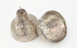 Ezüst (Ag) "kókusz" dísz, jelzés nélkül, kalash-ba rakható indiai népi tárgy, karikája nem...