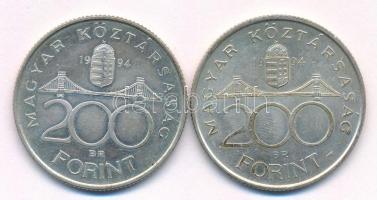 1994. 200Ft "Deák" Ag (2x) T:XF patina Adamo F13.1
