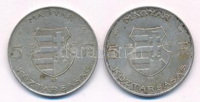 1947. 5Ft Ag "Kossuth" (2x) T:VF patina Adamo F8.1