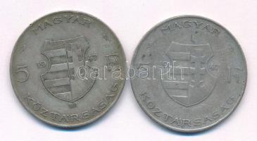 1947. 5Ft Ag "Kossuth" (2x) T:F patina Adamo F8.1