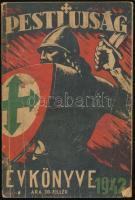 1942 Pesti Ujság évkönyve, számos fekete-fehér képpel illusztrált (II. világháború, Szálasi Ferenc, a Nyilaskeresztes Párt vezetősége és országgyűlési képviselői stb.), kissé sérült kiadói papírkötésben, foltos és kissé sérült borítóval.