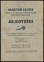 1934 Magyar Lajos Gépszíj- és Műszaki Bőrárugyár Rt. képes árjegyzéke, 95 p, kiadói papírkötésben, borítón ázásnyomokkal, néhány kevés lap kissé foltos