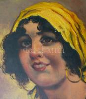 Zombory Sz. J. jelzéssel, 1920-40 körül: Menyecske. Olaj, vászon. Dekoratív, korabeli, üvegezett fak...