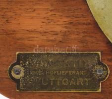 FL Martin Stuttgart késő szecessziós asztali óra, kopással, 14x21 cm